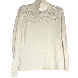 NewYork & Company Cream Turtleneck Sparkle Sweater